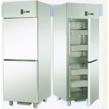 ARMADIO REFRIGERATO GN 2/1 MONOBLOCCO IN ACCIAIO INOX PER PESCE CON 2 SPORTELLI - Temperatura -2 / 8 C