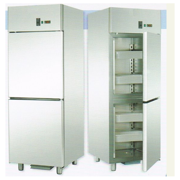 ARMADIO REFRIGERATO GN 2/1 MONOBLOCCO IN ACCIAIO INOX PER PESCE CON 2 SPORTELLI - Temperatura -2 / 8 C