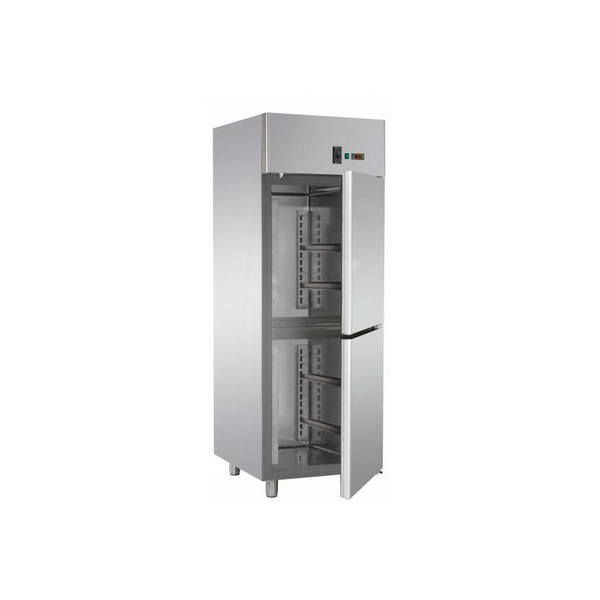 ARMOIRE RÉFRIGÉRÉE MONOBLOC EN ACIER INOXYDABLE À 2 PORTES POUR PLATEAUX 60x40 cm - Température 0/10 C