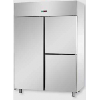 ARMADIO REFRIGERATO GN 2/1 MONOBLOCCO IN ACCIAIO INOX CON 1 PORTA E 2 SPORTELLI - Temperatura 0 / 10 C