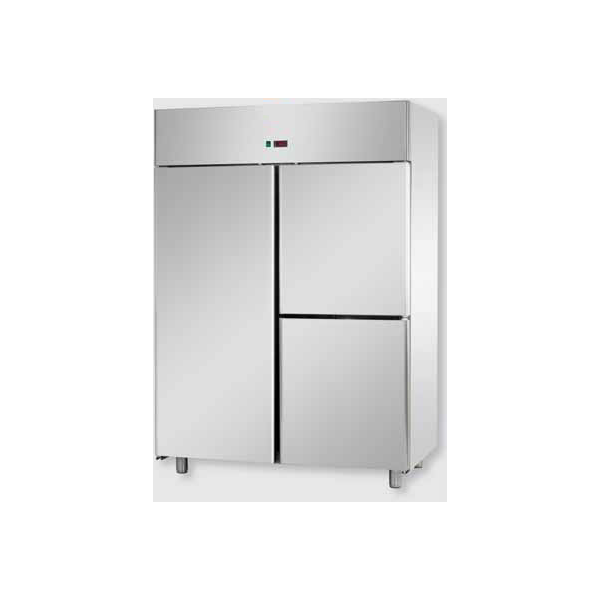 ARMADIO REFRIGERATO GN 2/1 MONOBLOCCO IN ACCIAIO INOX CON 1 PORTA E 2 SPORTELLI - Temperatura 0 / 10 C