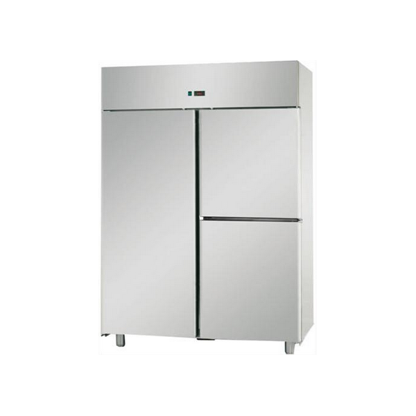 ARMADIO REFRIGERATO GN 2/1 MONOBLOCCO IN ACCIAIO INOX CON 1 PORTA E 2 SPORTELLI - Temperatura -18 / -22 C