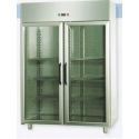 ARMADIO REFRIGERATO GN 2/1 MONOBLOCCO IN ACCIAIO INOX CON 2 PORTE IN VETRO E 1 LUCE NEON INTERNA - Temperatura -18 / -22 C