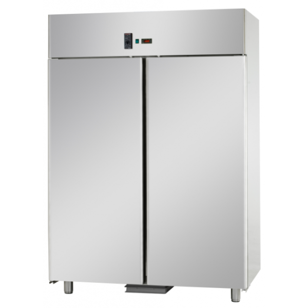 Armoire réfrigérée à poisson GN 2/1 monobloc en acier inoxydable avec 2 portes - Température -2/8 °C Armoire réfrigérée à poisson GN 2/1 monobloc en acier inoxydable avec 2 portes - Température -2/8 °C