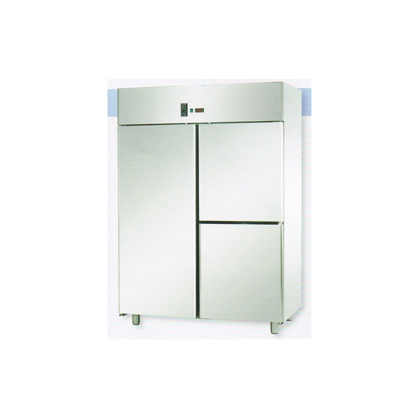 ARMADIO REFRIGERATO MONOBLOCCO IN ACCIAIO INOX CON 1 PORTA E 2 SPORTELLI PER TEGLIE 60x40 cm - Temperatura 0 / 10 C