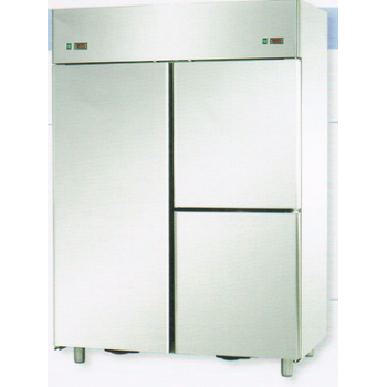 ARMADIO REFRIGERATO IN ACCIAIO INOX A DOPPIA TEMPERATURA CON 1 PORTA E 2 SPORTELLI - Temperatura 0 / 10 C