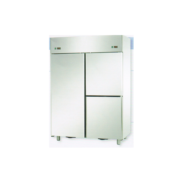 ARMOIRE RÉFRIGÉRÉE EN ACIER INOXYDABLE À DOUBLE TEMPÉRATURE AVEC 1 PORTE ET 2 PORTES - Température 0 / 10 C