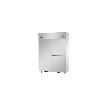 ARMADIO REFRIGERATO IN ACCIAIO INOX A DOPPIA TEMPERATURA CON 1 PORTA E 2 SPORTELLI - Temperature 0 / 10 e -18 / -22 C