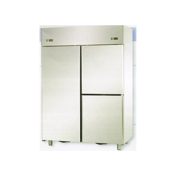 ARMADIO REFRIGERATO IN ACCIAIO INOX A DOPPIA TEMPERATURA CON 1 PORTA E 2 SPORTELLI - Temperatura -18 / -22 C