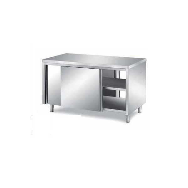 TABLE MEUBLE AVEC PORTES COULISSANTES SUR DEUX CÔTÉS, PROFONDEUR 70 CM TABLE MEUBLE AVEC PORTES COULISSANTES SUR DEUX CÔTÉS, PROFONDEUR 70 CM