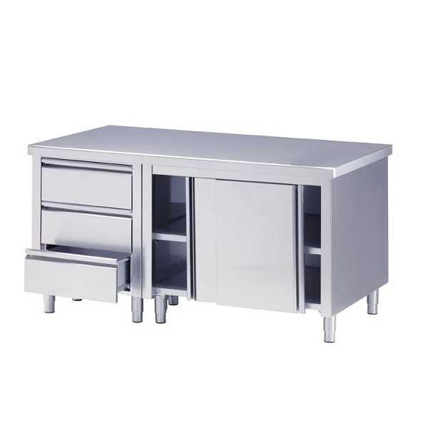 TABLE MEUBLE AVEC PORTES COULISSANTES ET TIROIRS, PROFONDEUR 60 CM TABLE MEUBLE AVEC PORTES COULISSANTES ET TIROIRS, PROFONDEUR 60 CM
