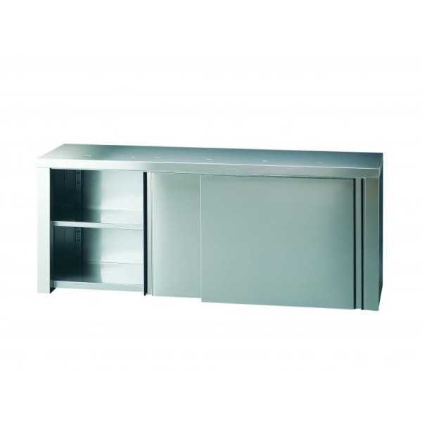 ARMOIRE MURALE EN ACIER INOXYDABLE AVEC PORTES COULISSANTES - ÉTAGÈRES LISSES