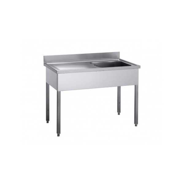 ÉVIER INOX 1 BAC + égouttoir avec socle sur pieds, profondeur 70 cm ÉVIER INOX 1 BAC + égouttoir avec socle sur pieds, profondeur 70 cm