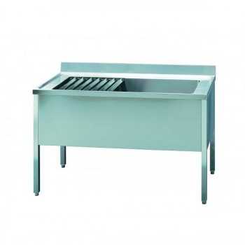 LAVATOIO INOX MACERO E LAVAGGIO PENTOLE SU GAMBE PROFONDITA\' 70 CM