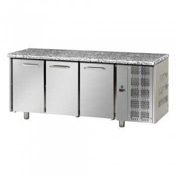 TAVOLO REFRIGERATO GN 1/1 A TEMPERATURA NORMALE CON 3 PORTE E PIANO DI LAVORO IN GRANITO