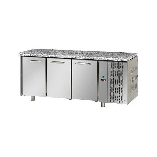 TAVOLO REFRIGERATO GN 1/1 A TEMPERATURA NORMALE CON 3 PORTE E PIANO DI LAVORO IN GRANITO