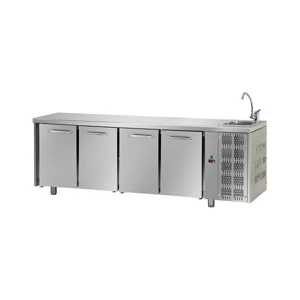 TABLE RÉFRIGÉRÉE GN 1/1 À TEMPÉRATURE NORMALE AVEC 4 PORTES TABLE RÉFRIGÉRÉE GN 1/1 À TEMPÉRATURE NORMALE AVEC 4 PORTES