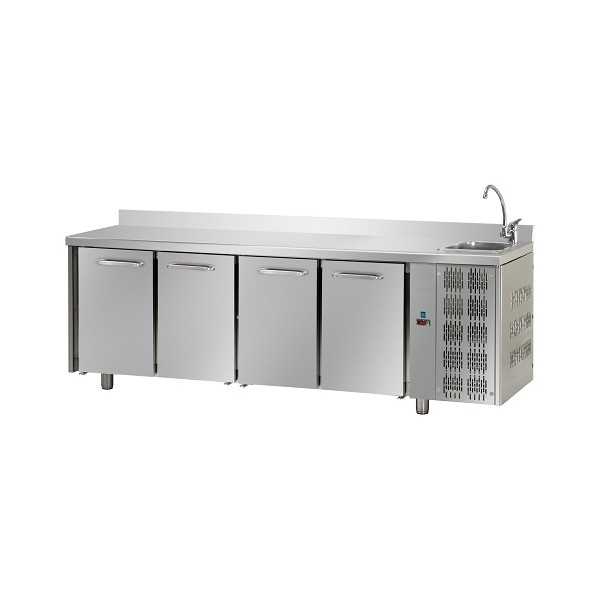 TABLE RÉFRIGÉRÉE GN 1/1 À TEMPÉRATURE NORMALE AVEC 4 PORTES TABLE RÉFRIGÉRÉE GN 1/1 À TEMPÉRATURE NORMALE AVEC 4 PORTES