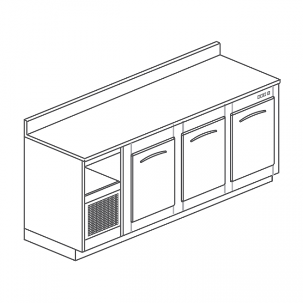 BANCO BAR REFRIGERATO CON 3 VANI - L.200 cm