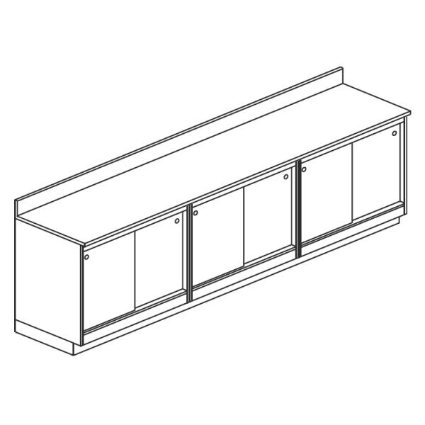 COMPTOIR DE BAR NEUTRE AVEC PORTES COULISSANTES - L 300 cm