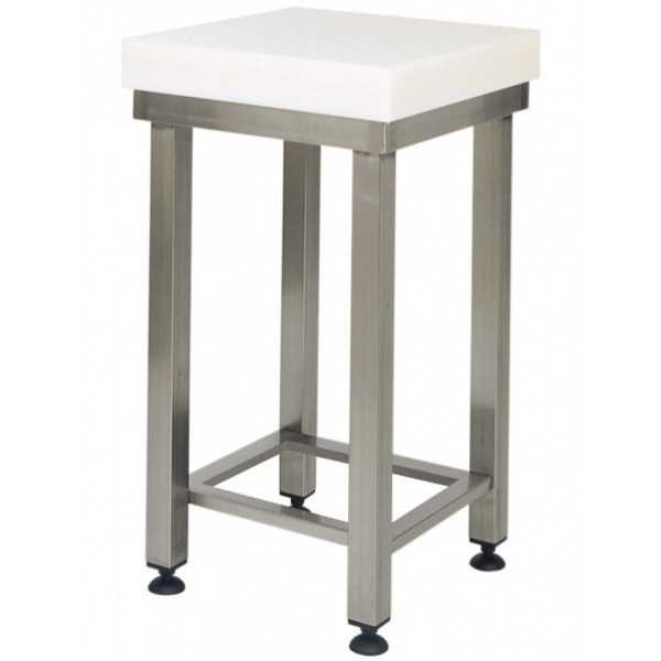 BÛCHE EN POLYÉTHYLÈNE H. 8 cm AVEC TABOURET TUBULAIRE EN ACIER INOXYDABLE