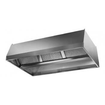 CAPPA CENTRALE A SOFFITTO IN ACCIAIO INOX COMPLETA DI FILTRI A LABIRINTO E MOTORE - P.130 cm