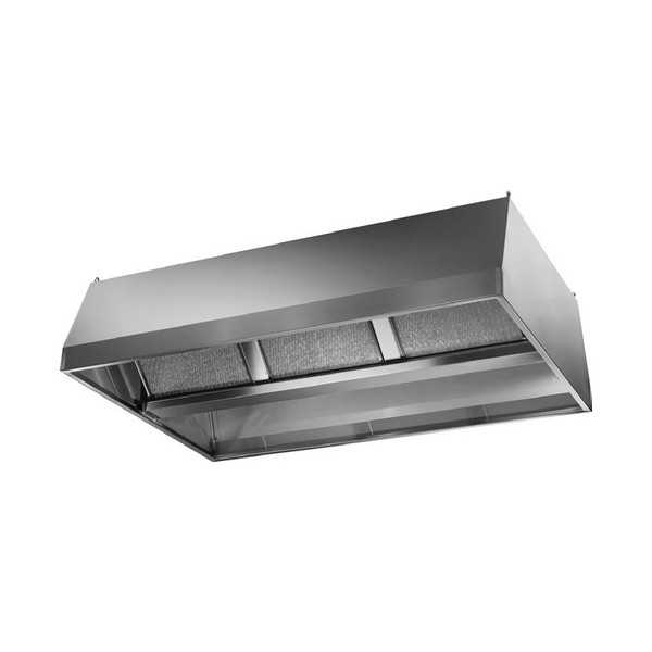 CAPPA CENTRALE A SOFFITTO IN ACCIAIO INOX COMPLETA DI FILTRI A LABIRINTO E MOTORE - P.130 cm