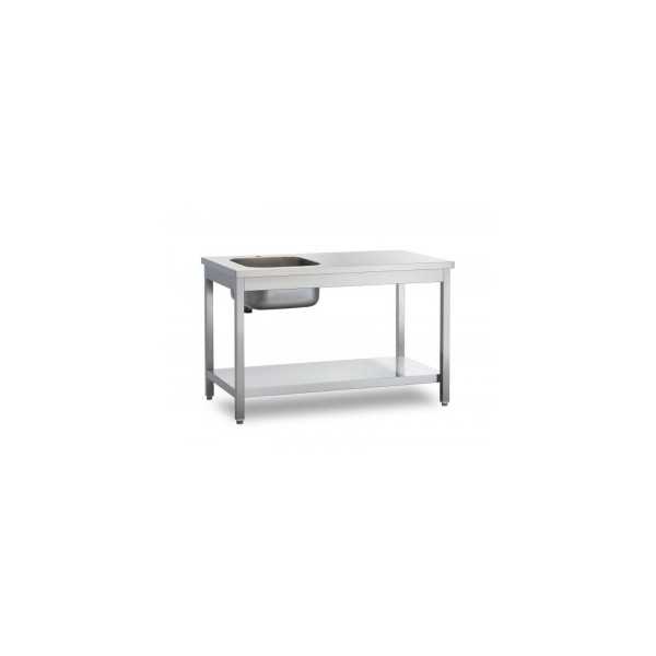 TABLE DE TRAVAIL EN ACIER DE 70 CM DE PROFONDEUR AVEC BOL ET ÉTAGÈRE INFÉRIEURE