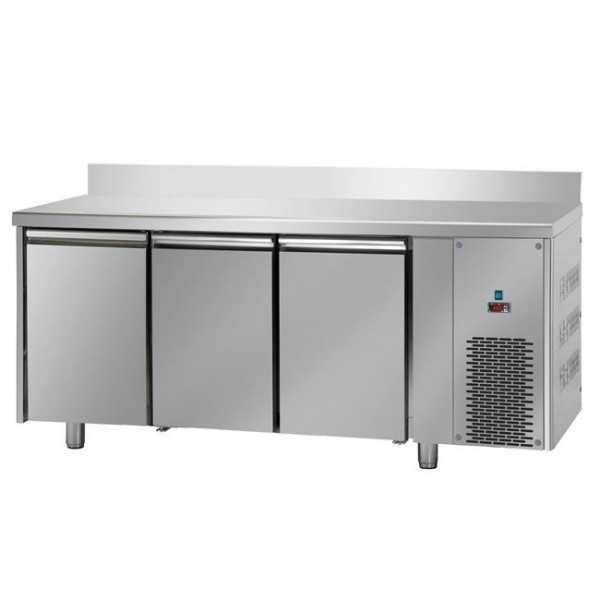 TABLE RÉFRIGÉRÉE BASSE TEMPÉRATURE GN 1/1 AVEC 3 PORTES AVEC DOSSIER TABLE RÉFRIGÉRÉE BASSE TEMPÉRATURE GN 1/1 AVEC 3 PORTES AVEC DOSSIER