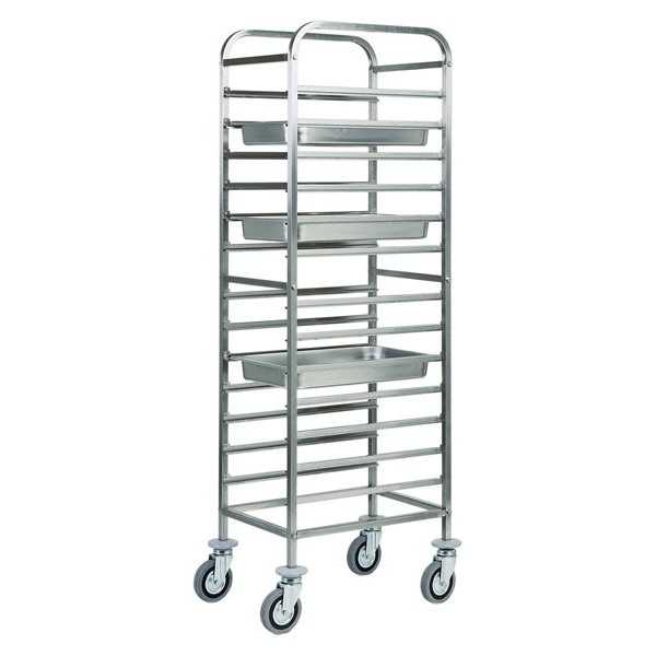 CARRELLO PORTA TEGLIE ACCIAIO INOX - Capacità  14 teglie GN 1/1