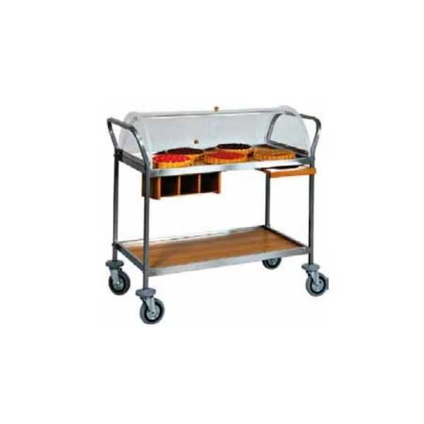 CARRELLO IN ACCIAIO INOX CON PIANO IN NOBILITATO CON CUPOLA CARRELLO IN ACCIAIO INOX CON PIANO IN NOBILITATO CON CUPOLA