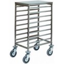 CARRELLO PORTATEGLIE IN ACCIAIO INOX - 8 TEGLIE GN 1/1