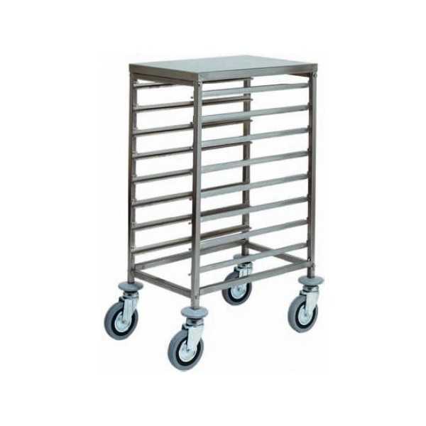 CHARIOT PORTE-PLATEAUX EN ACIER INOXYDABLE - 8 PLATEAUX GN 1/1 CHARIOT PORTE-PLATEAUX EN ACIER INOXYDABLE - 8 PLATEAUX GN 1/1