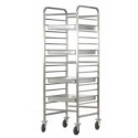 CARRELLO PORTATEGLIE IN ACCIAIO INOX RINFORZATO - 14 TEGLIE GN 2/1