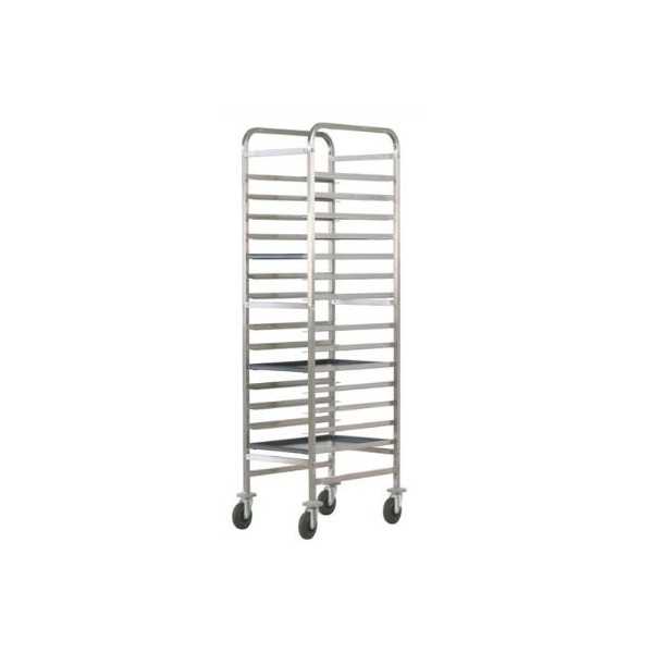 CARRELLO PORTATEGLIE PER PASTICCERIA IN ACCIAIO INOX RINFORZATO - 14 TEGLIE 60x40 CM