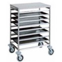 CARRELLO PORTATEGLIE PER PASTICCERIA IN ACCIAIO INOX - 8 TEGLIE 60 x 40 cm