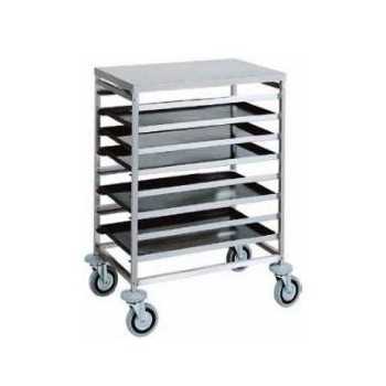 CARRELLO PORTATEGLIE PER PASTICCERIA IN ACCIAIO INOX - 8 TEGLIE 60 x 40 cm