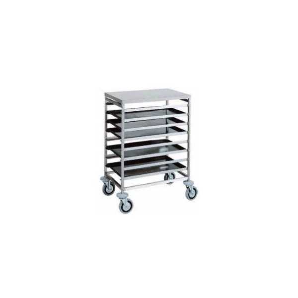 CARRELLO PORTATEGLIE PER PASTICCERIA IN ACCIAIO INOX - 8 TEGLIE 60 x 40 cm