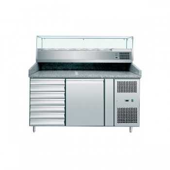 BANCO PIZZA REFRIGERATO VENTILATO 1 PORTA + 7 CASSETTI