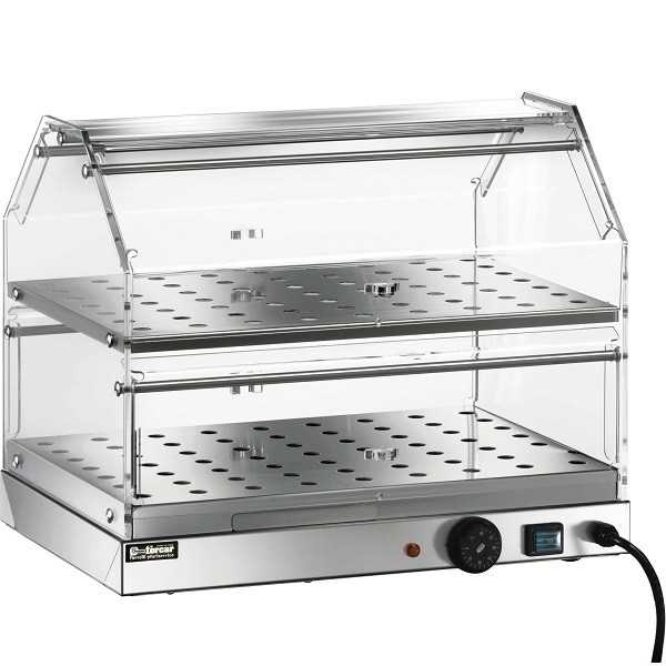 VITRINE CHAUFFANTE EN ACIER INOXYDABLE À 2 NIVEAUX