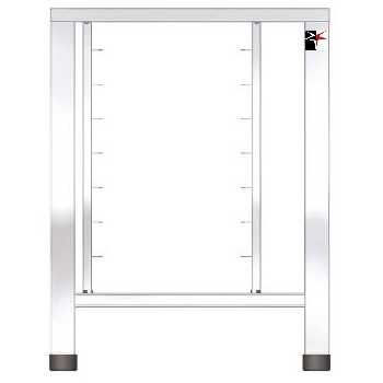 TABLE FIXE EN AISI 430 AVEC SUPPORTS UNIVERSELS - L.61 x P.63 x H.79,1 cm
