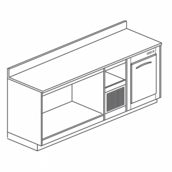 BANCO BAR REFRIGERATO IN ACCIAIO INOX CON 1 VANO - L.200 cm