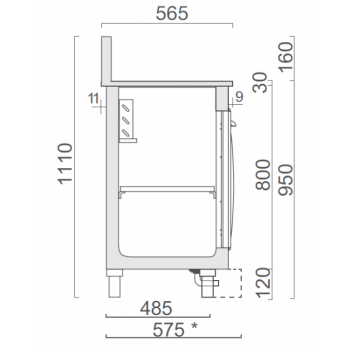 BANCO BAR REFRIGERATO IN ACCIAIO INOX CON 5 VANI - L.400 cm