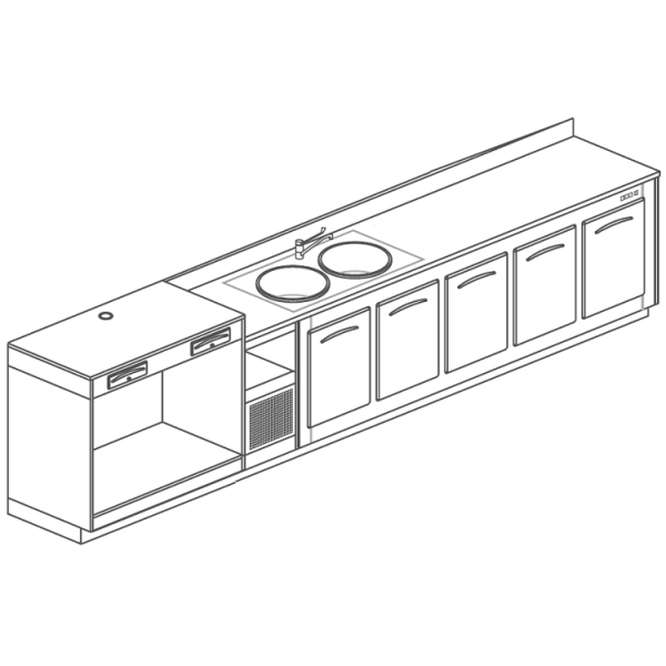 PLATEAU ET ÉVIER POUR MACHINE À CAFÉ - L.400 cm
