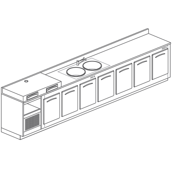 PLATEAU ET ÉVIER POUR MACHINE À CAFÉ - L.400 cm
