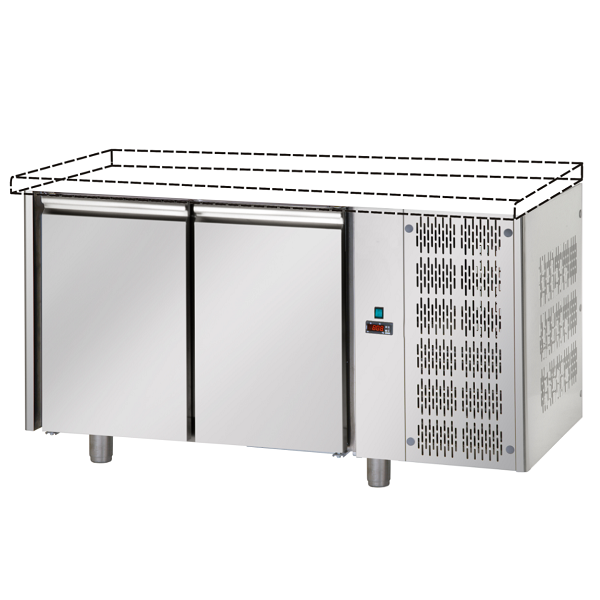 TAVOLO REFRIGERATO IN ACCIAIO INOX CON 2 PORTE SENZA PIANO DI LAVORO - P.60 cm