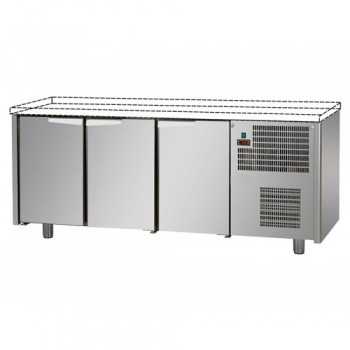 TAVOLO REFRIGERATO IN ACCIAIO INOX CON 3 PORTE SENZA PIANO DI LAVORO - P.60 cm