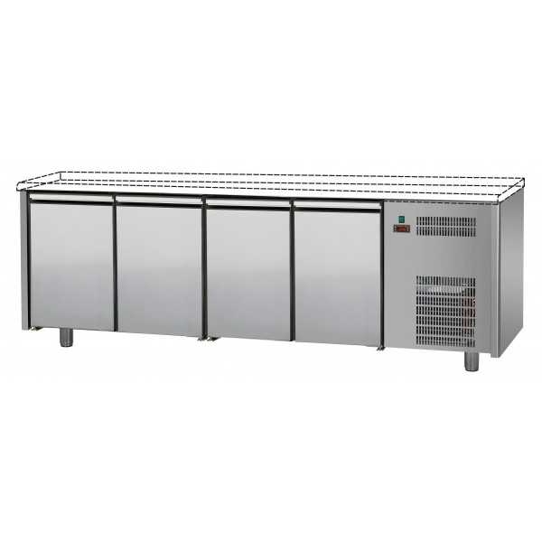 TAVOLO REFRIGERATO IN ACCIAIO INOX CON 4 PORTE SENZA PIANO DI LAVORO - P.60 cm