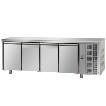 TAVOLO REFRIGERATO IN ACCIAIO INOX CON 4 PORTE PER TEGLIE 60x40 cm- P.80 cm