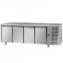 TAVOLO REFRIGERATO IN ACCIAIO INOX CON 4 PORTE CON PIANO IN GRANITO PER TEGLIE 60x40 cm- P.80 cm